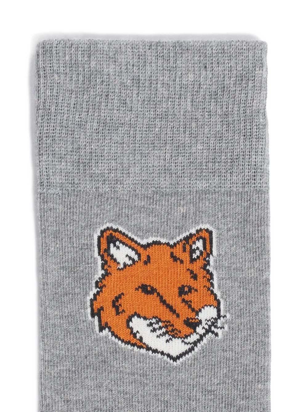 Maison Kitsuné Fox Design Mid-calf Socks With Ribbed Cuff In Blue