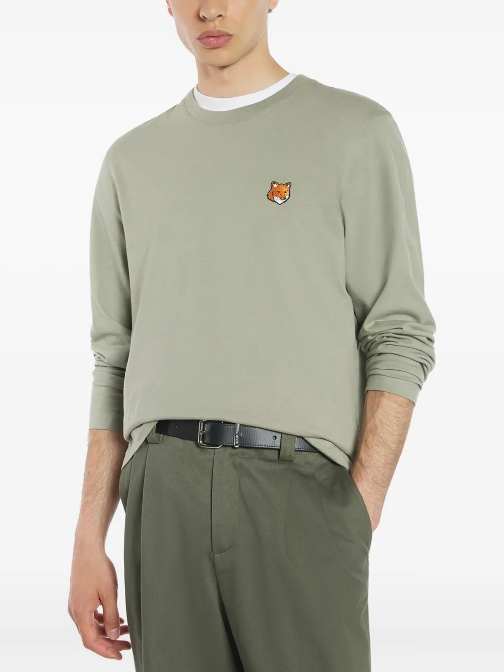 Maison Kitsuné Fox-head Long-sleeve T-shirt In Green
