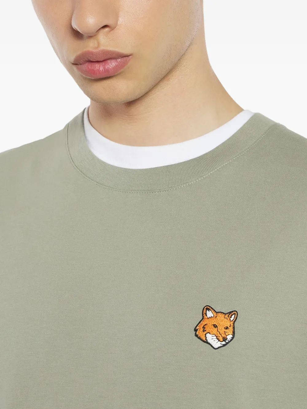 Maison Kitsuné Fox-head Long-sleeve T-shirt In Green