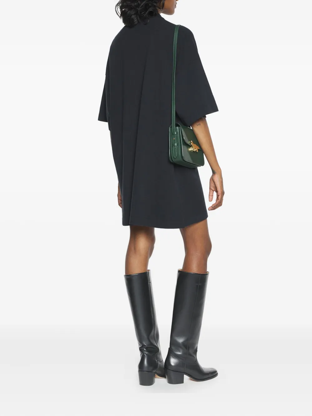 Maison Kitsuné Katoenen mini-jurk met polokraag Zwart