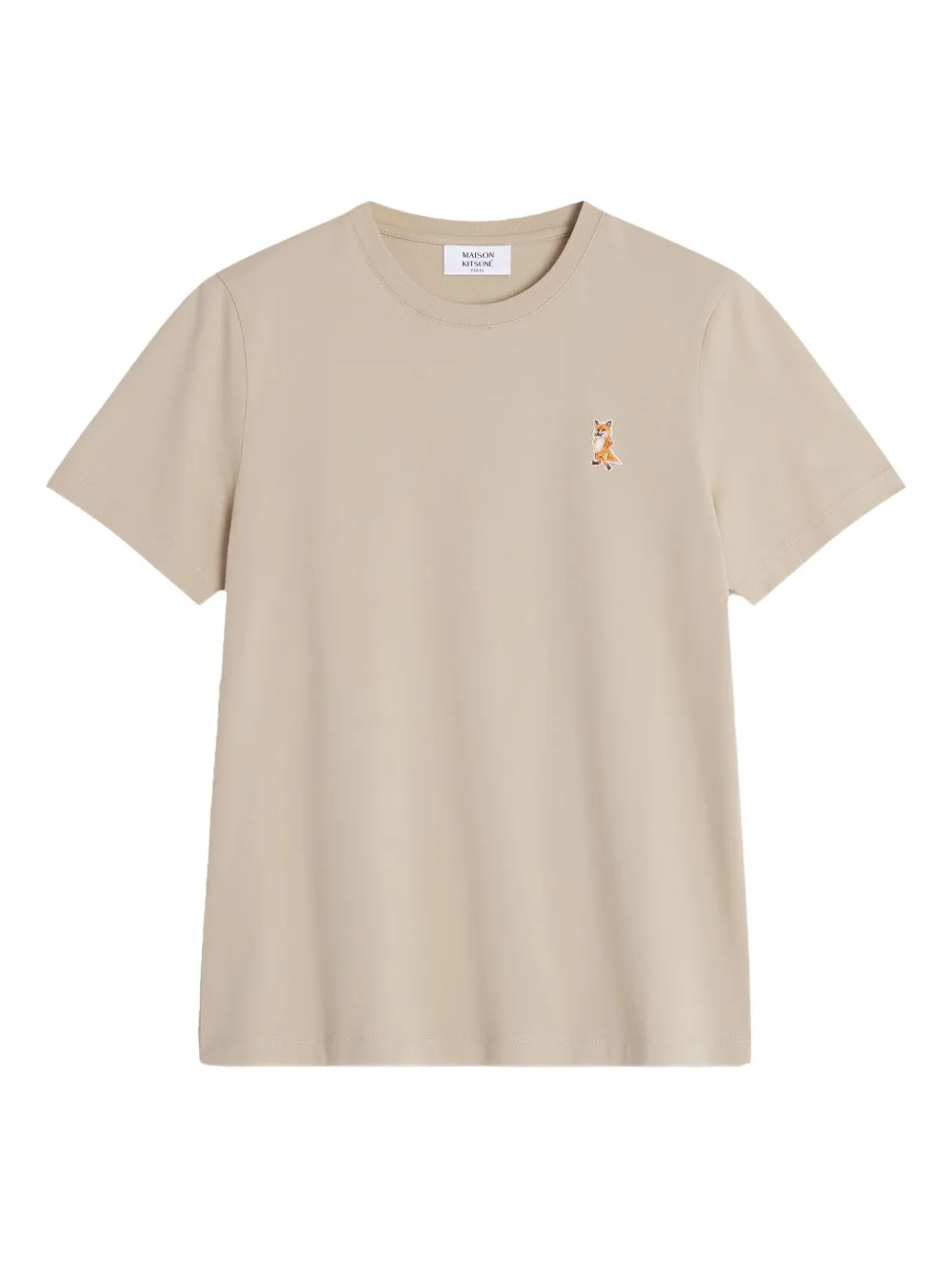 Maison Kitsuné fox-embroidered cotton T-shirt - Toni neutri