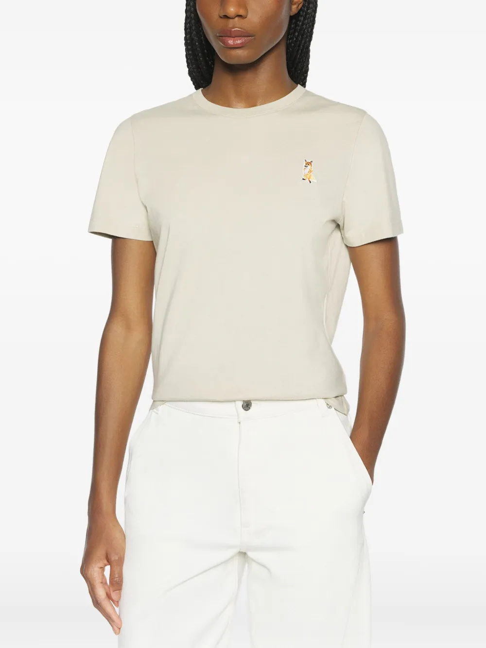 Maison Kitsuné T-shirt met borduurwerk Beige