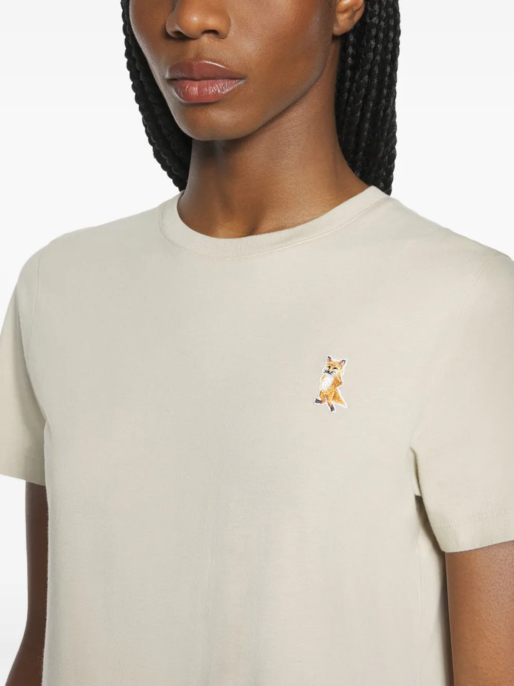 Maison Kitsuné T-shirt met borduurwerk Beige