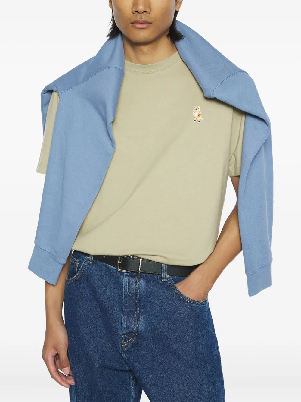 Maison Kitsuné T-shirt met borduurwerk Beige