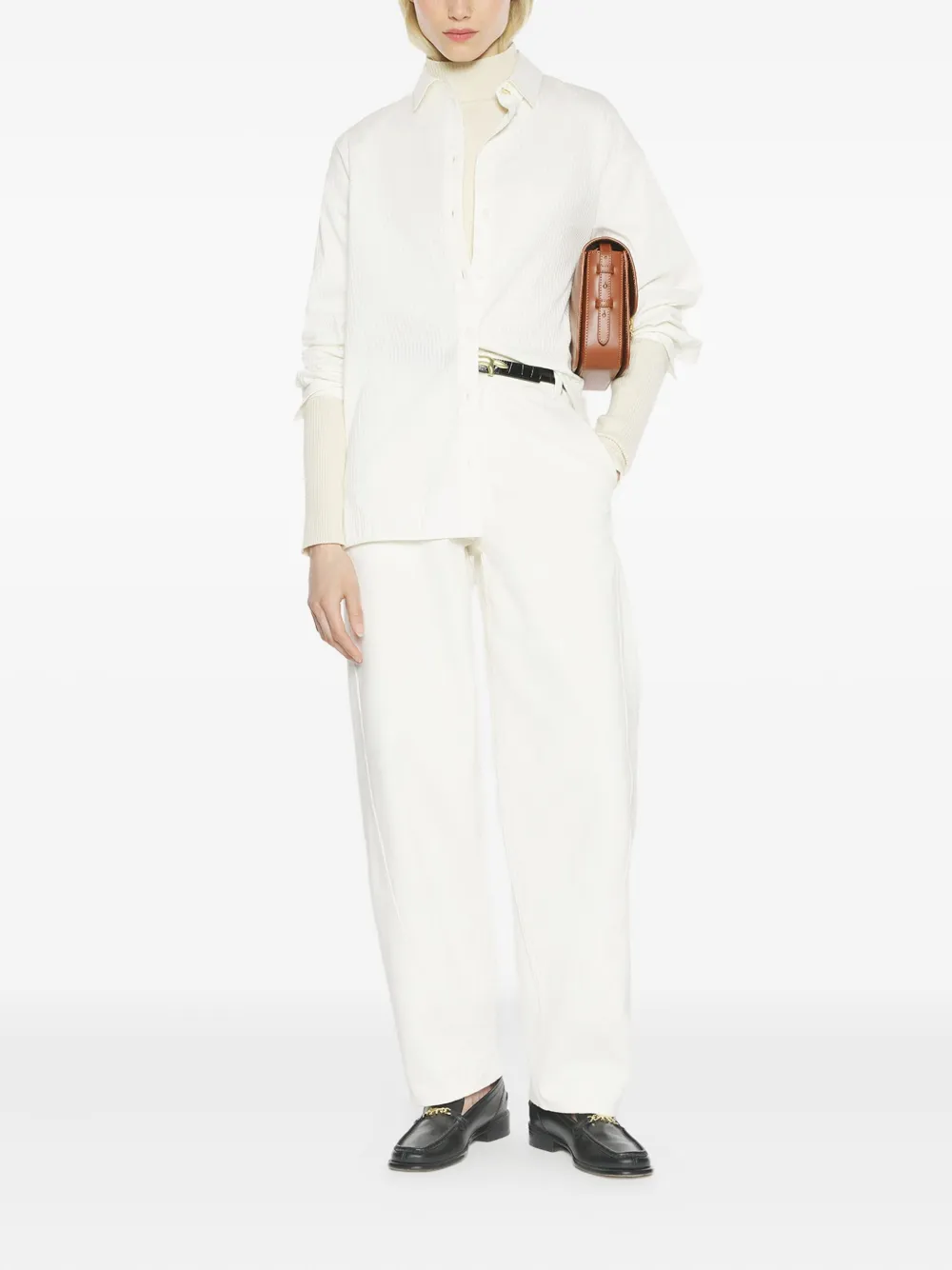 Maison Kitsuné Katoenen blouse met tonale streep - Wit