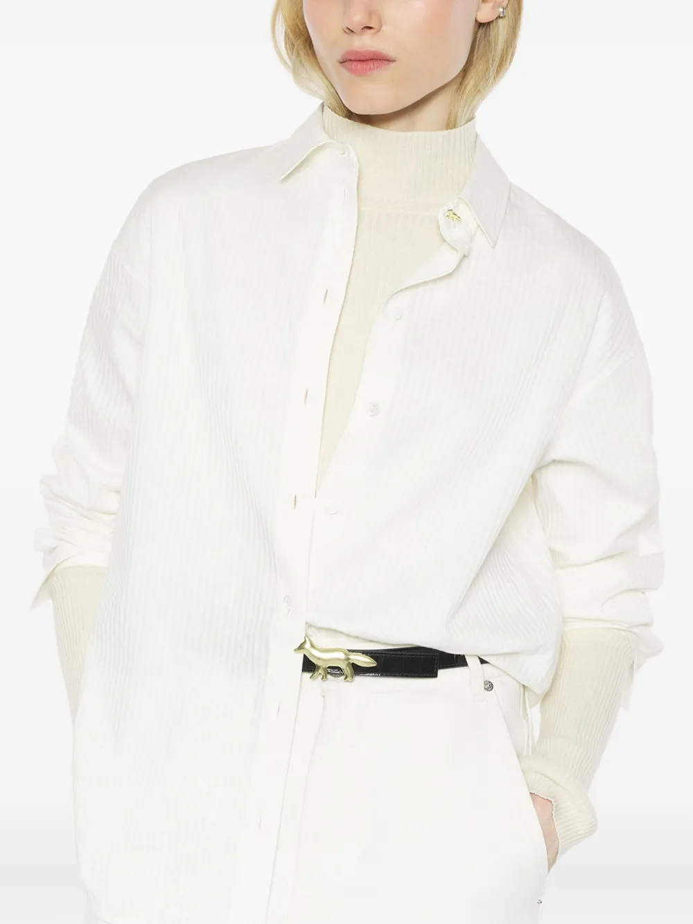 Maison Kitsuné Katoenen blouse met tonale streep Wit