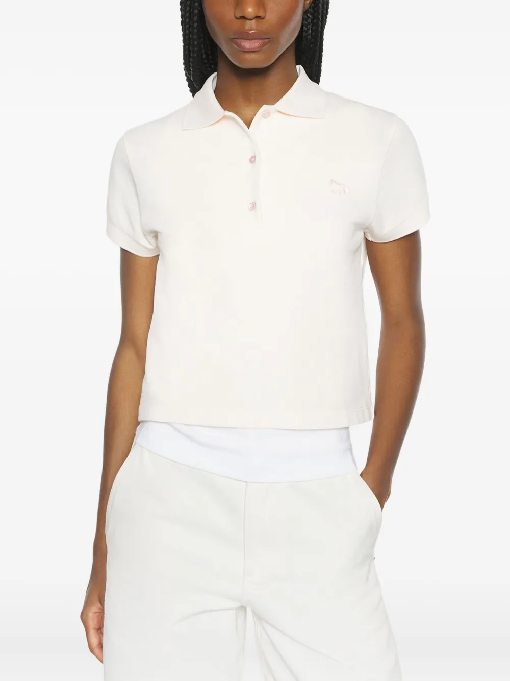 Maison Kitsuné Katoenen poloshirt met geborduurde vos Wit
