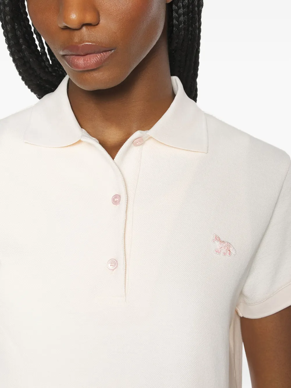 Maison Kitsuné Katoenen poloshirt met geborduurde vos Wit