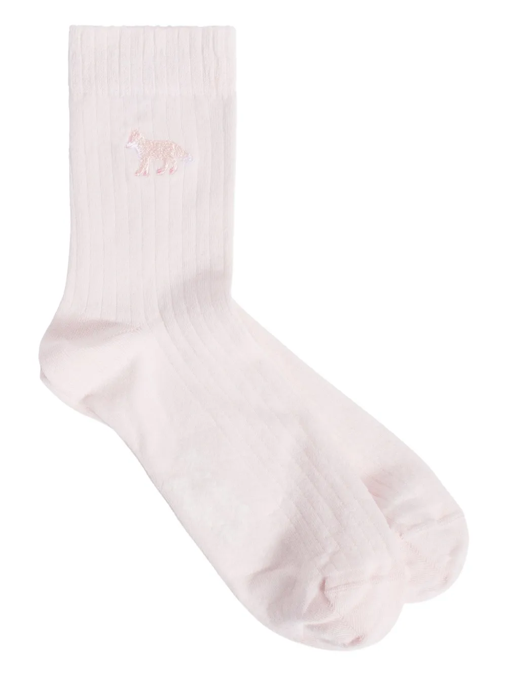 Maison Kitsuné fox-embroidered ribbed socks | Pink | Image 1