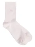 Maison Kitsuné fox-embroidered ribbed socks - White