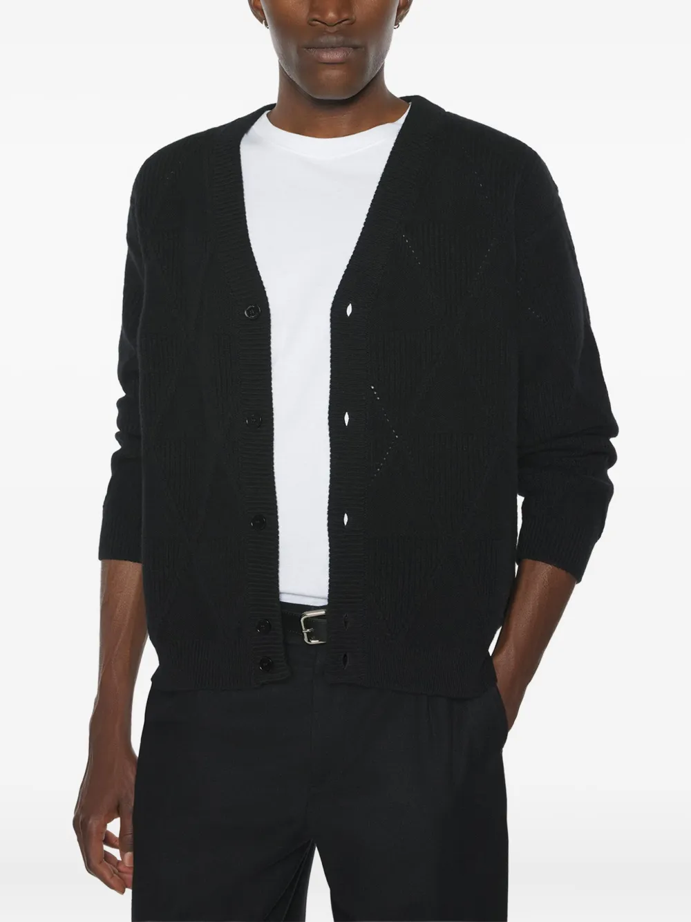 Maison Kitsuné Wollen vest met lange mouwen Zwart