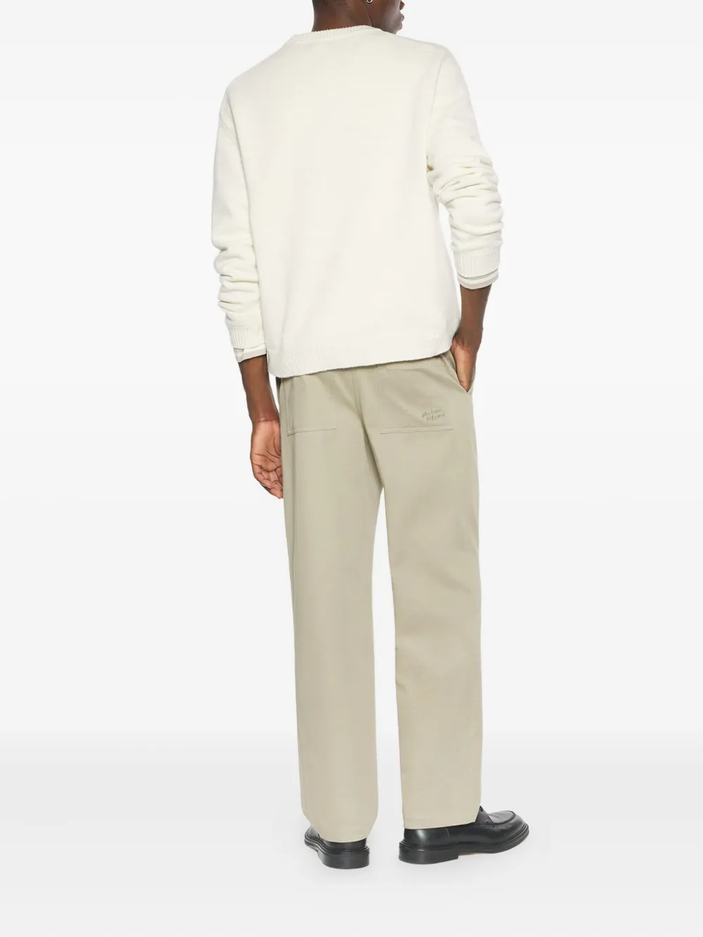 Maison Kitsuné Broek met geborduurde zak Beige