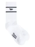 Maison Kitsuné fox-embroidered striped socks - White