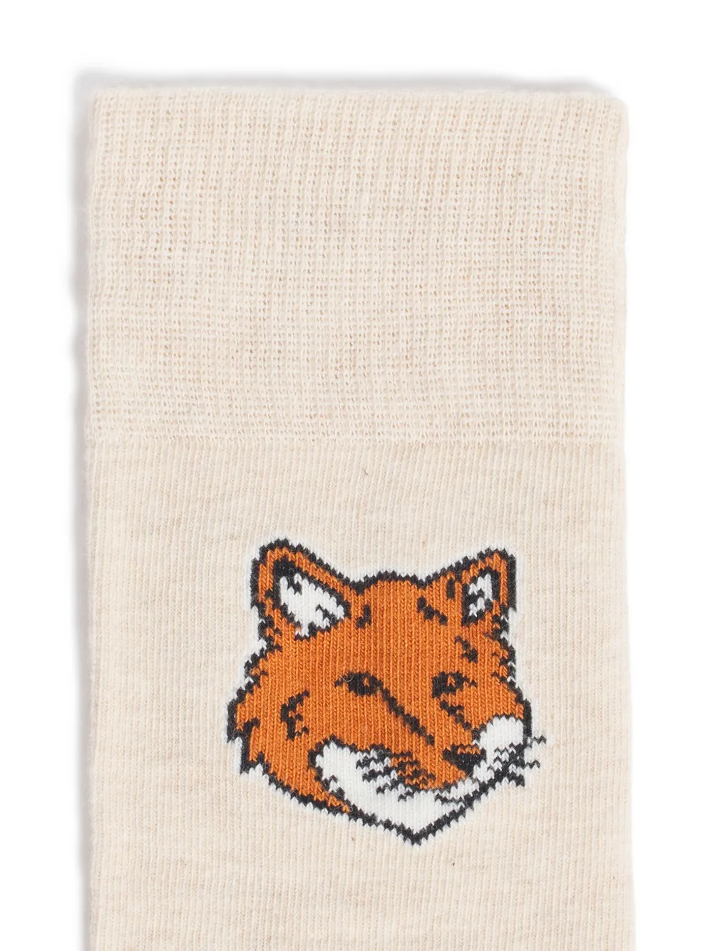 Maison Kitsuné Fox Head Embroidered Mid-calf Socks In Nude
