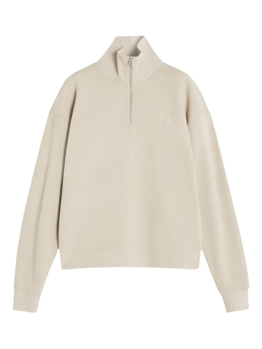 Maison Kitsuné Profile Fox-embroidered half-zip sweatshirt | Neutrals | Image 1