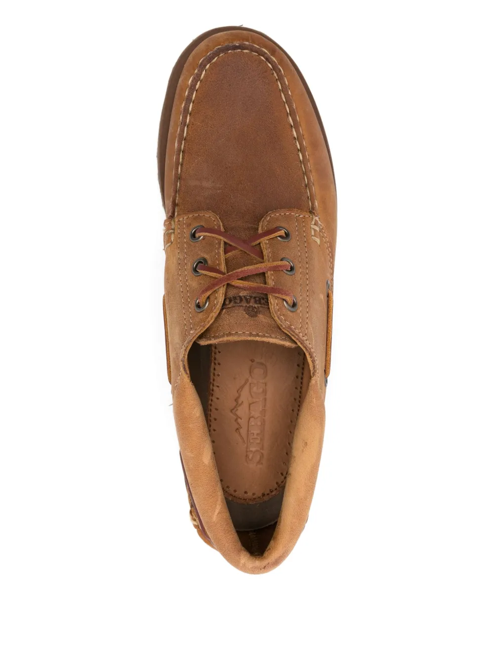 Sebago leather lace-up boat shoe Brown