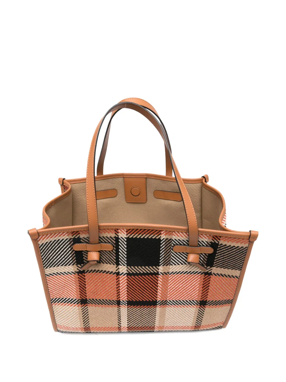 Gianni Chiarini Plaid Shopper Bag With Leather Trim In Brown