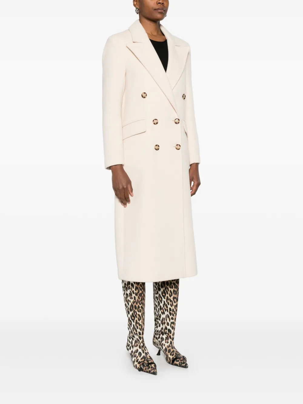 Twinset Double-breasted Coat In Animal Print