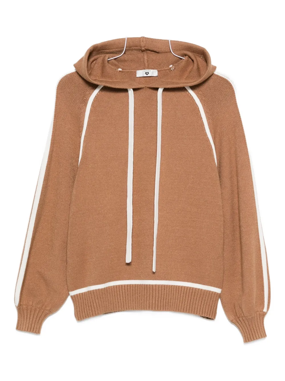 Twinset Contrast-trim Sweater In Brown