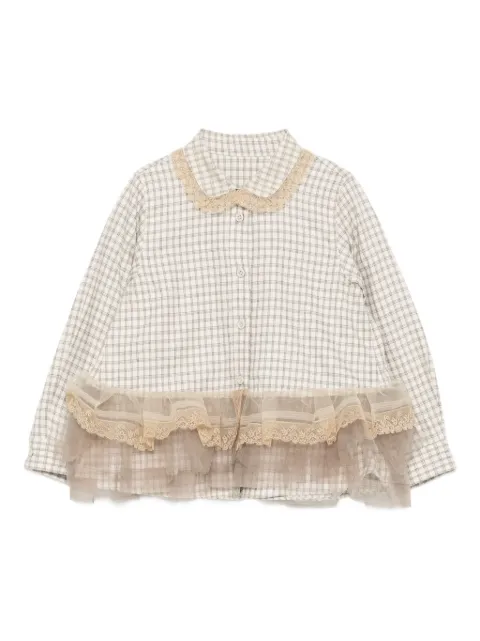 jnby by JNBY Gingham lace-trimmed shirt