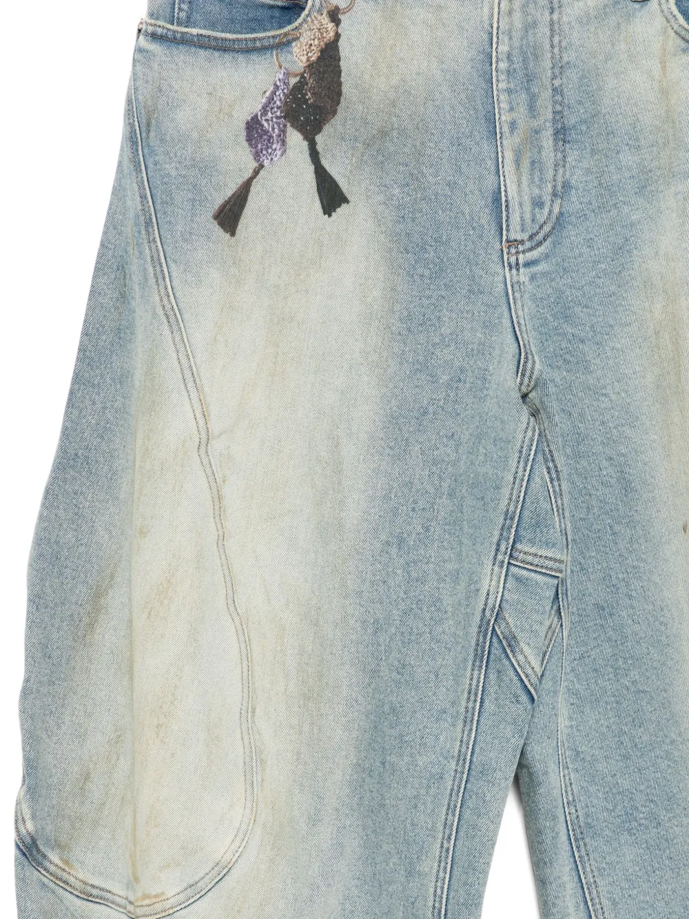 Croquis Drawstring Tapered Jeans In Multi