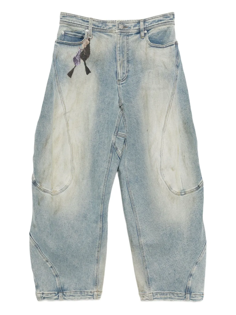Croquis Drawstring Tapered Jeans In Multi