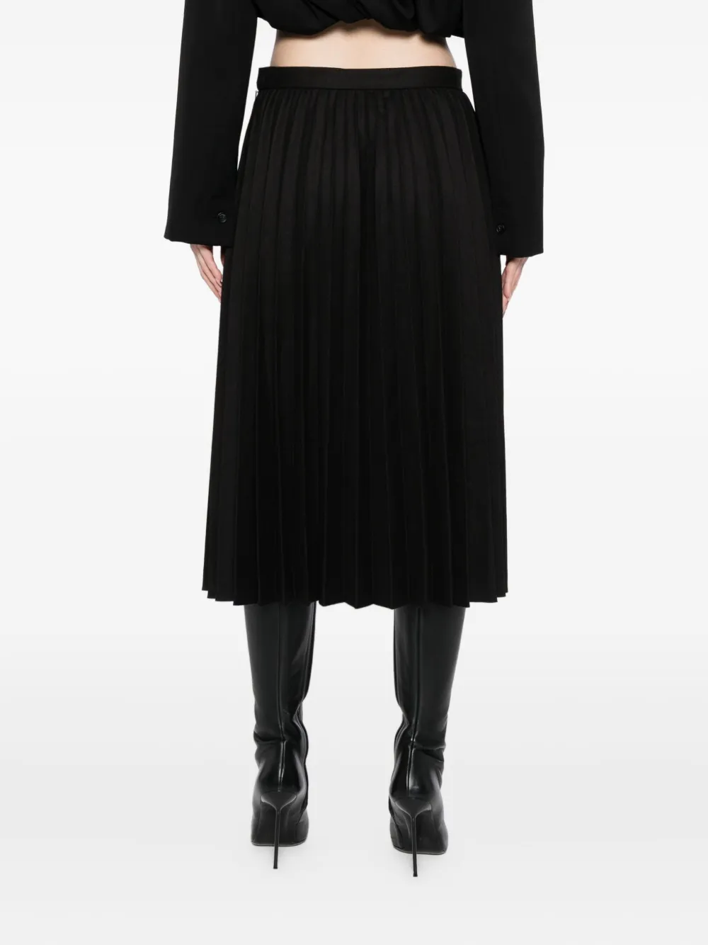 Jnby Pleated Midi Skirt In Black