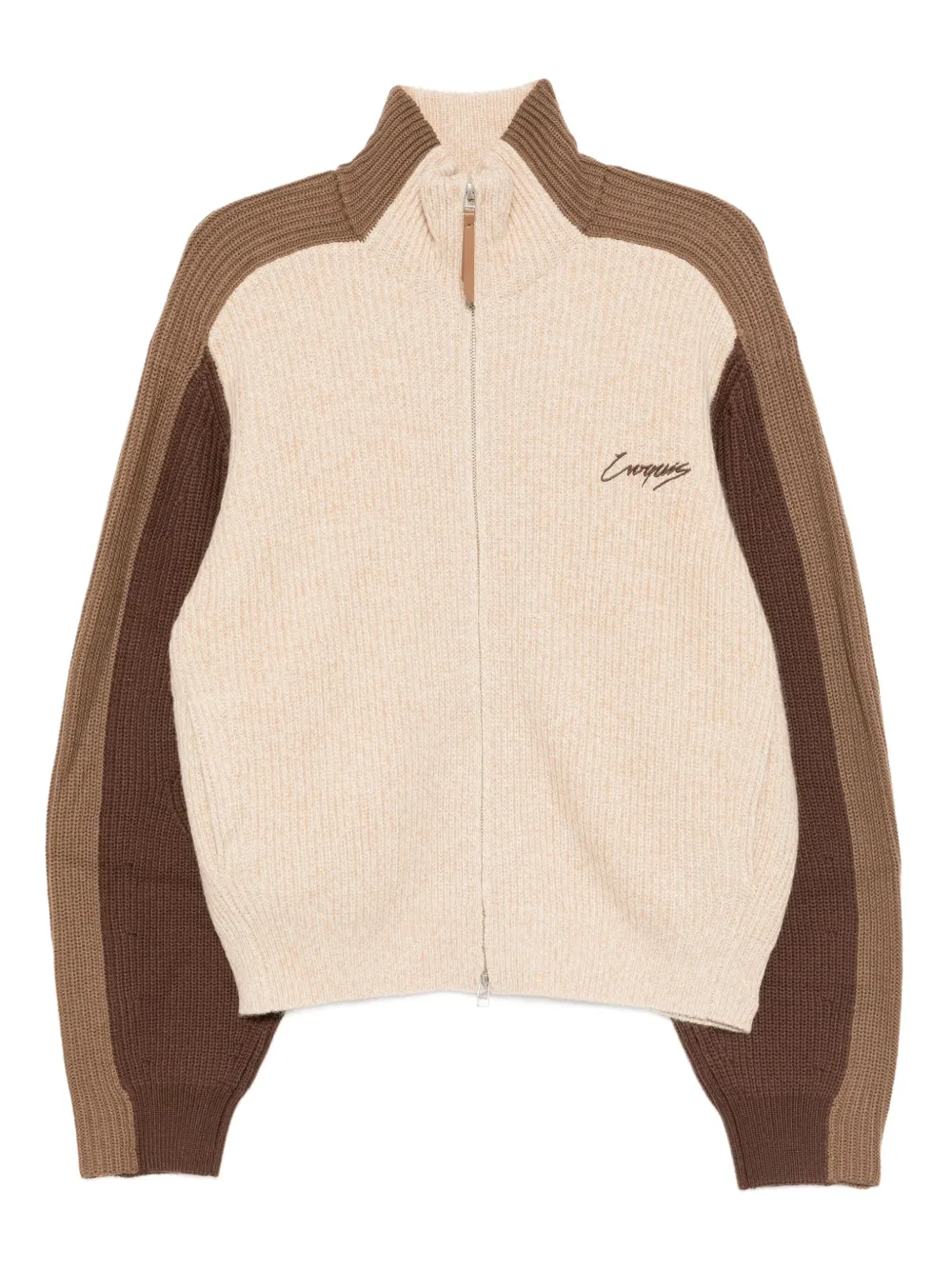 Croquis Wool Spliced Cardigan In Neutral
