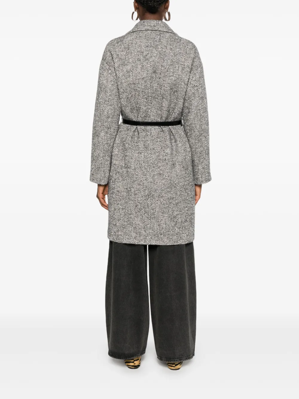 LIU JO Jas met visgraatpatroon en ceintuur Grijs