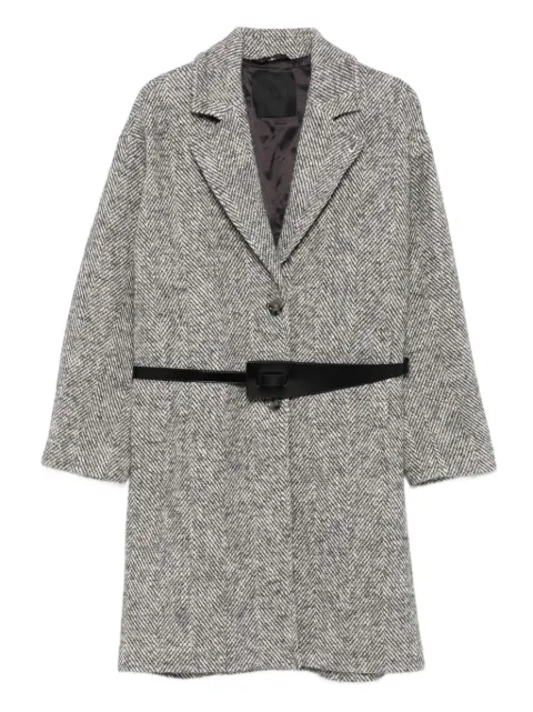 LIU JO herringbone-pattern belted coat