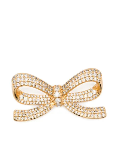 Self-Portrait Gold Cubic Zirconia Bow Earrings