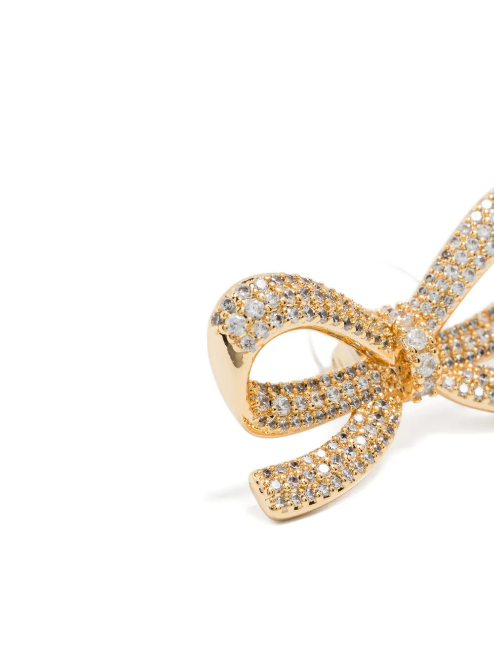 Self-portrait Gold Cubic Zirconia Bow Earrings In Gold