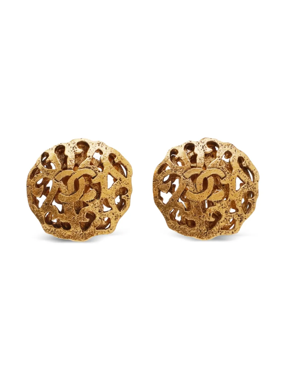CHANEL Pre-Owned أقراط كبس 'CC مارك' من عقد التسعينيات | ذهبي | Image 1
