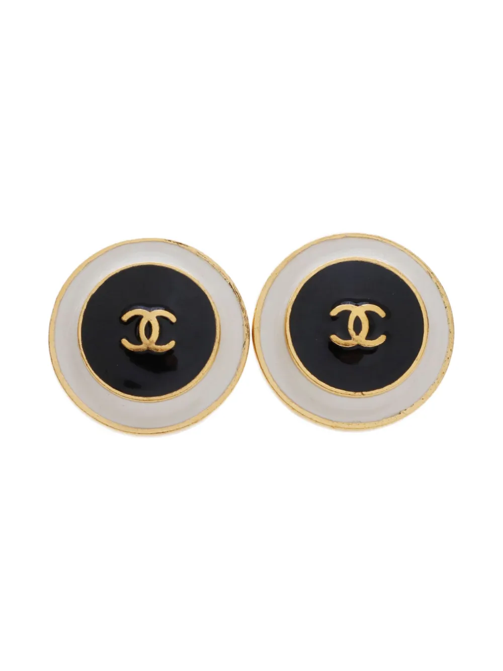 Pre-owned Chanel 1996 Cc Mark Clip-on Earrings In Gold