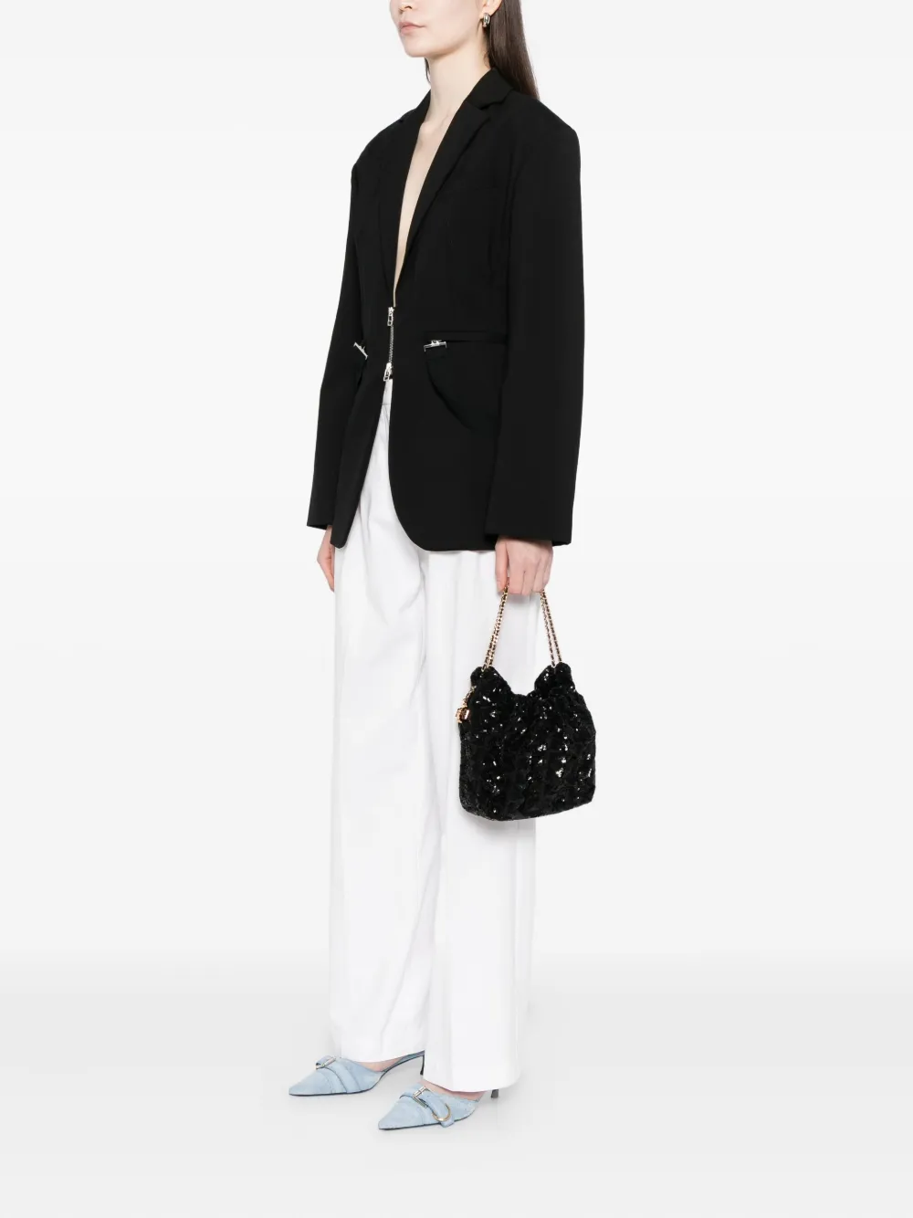 Tory Burch Fleming Sequin Mini Crossbody Bag In Black