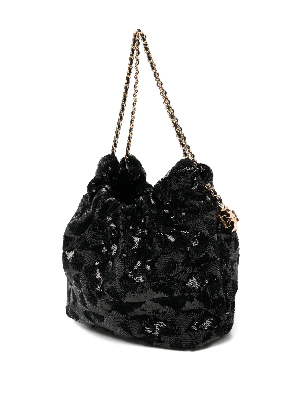 Tory Burch Fleming Sequin Mini Crossbody Bag In Black