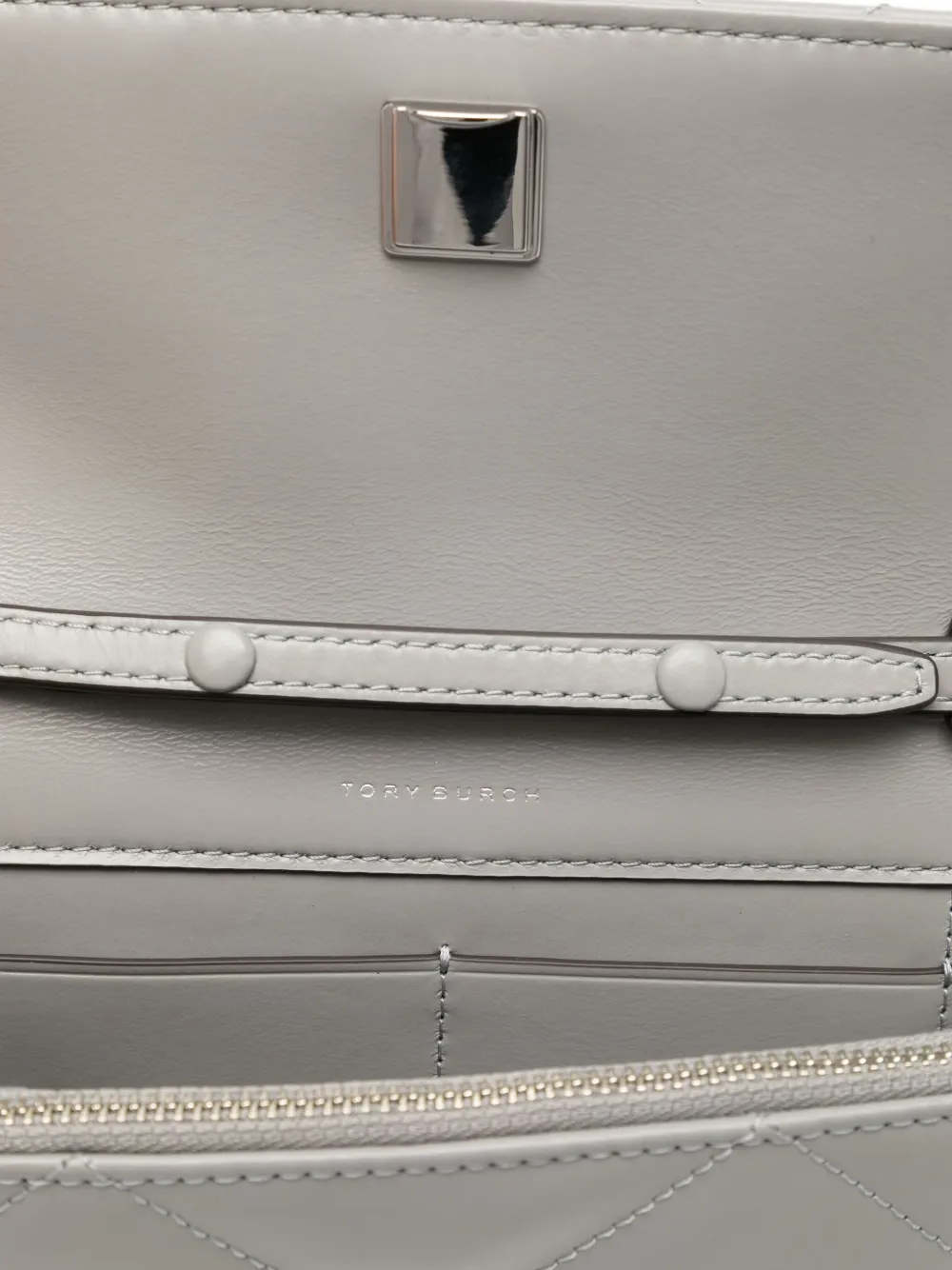 Tory Burch Kira Diamond Quilt Charm Crossbody Bag In Gray