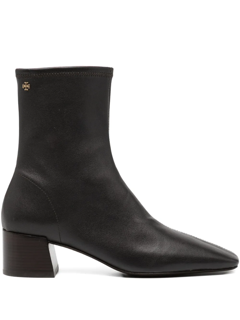 Tory Burch 45mm Logo-plaque Boots In Black