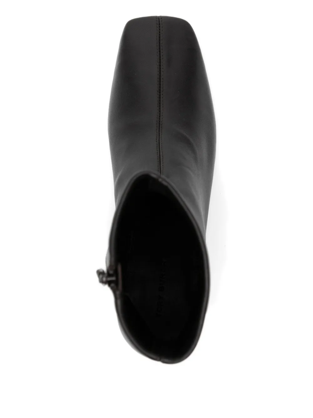 Tory Burch Pointed Toe Leather Ankle Boots With Block Heel In Black
