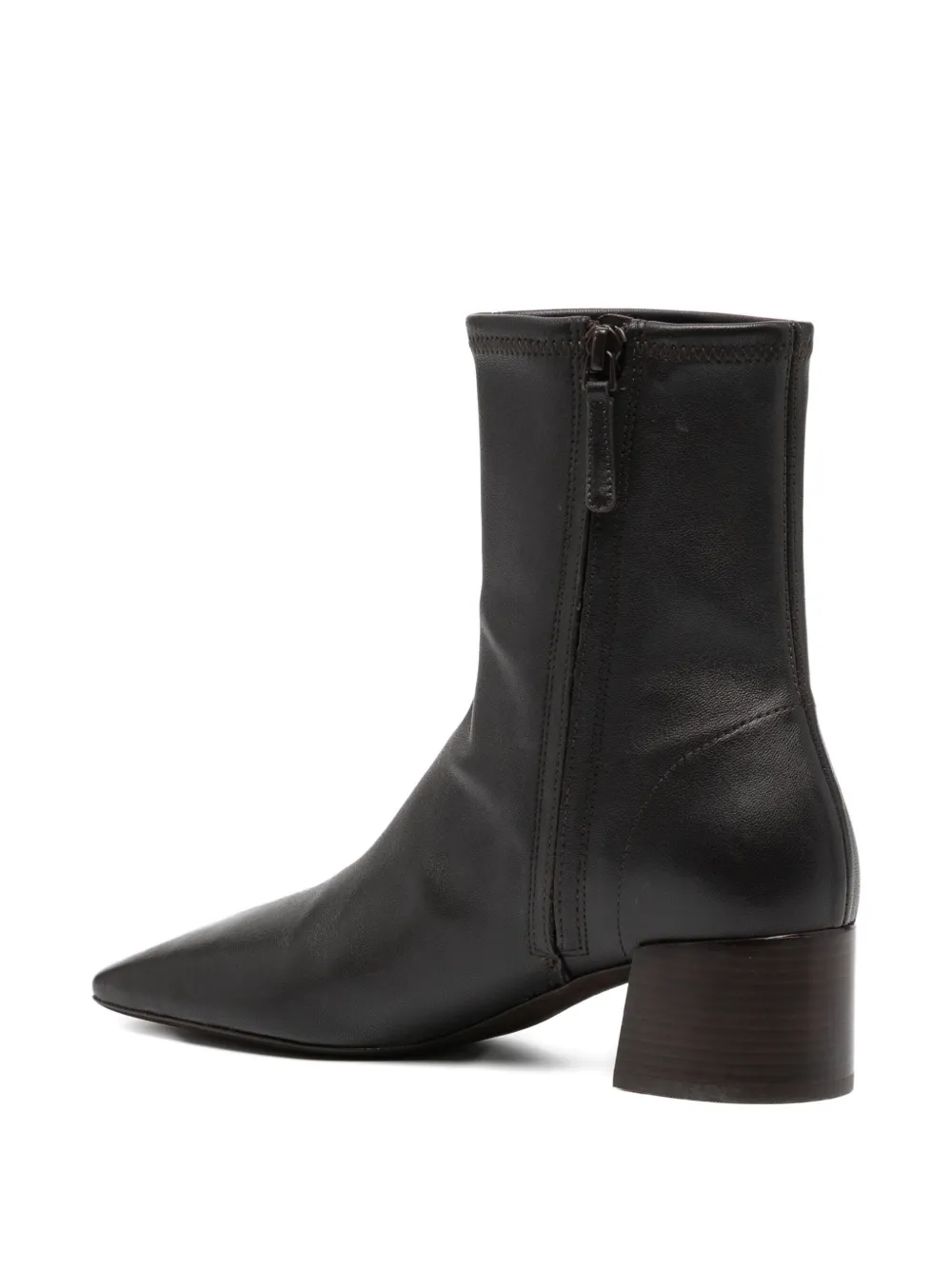 Tory Burch Pointed Toe Leather Ankle Boots With Block Heel In Black