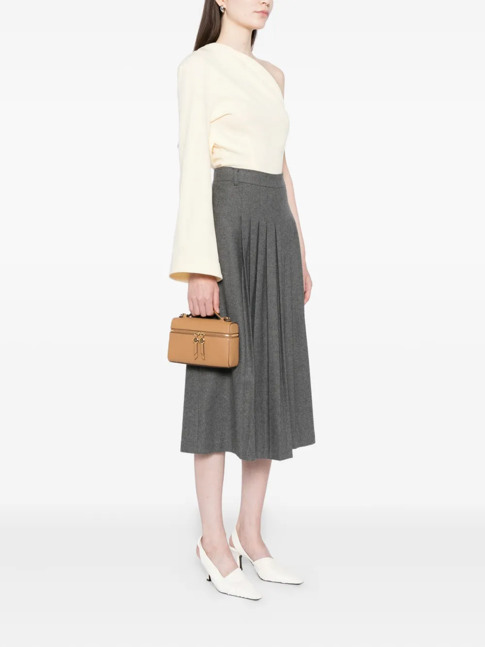 Tory Burch Romy Slim Leather Top Handle Bag In Brown