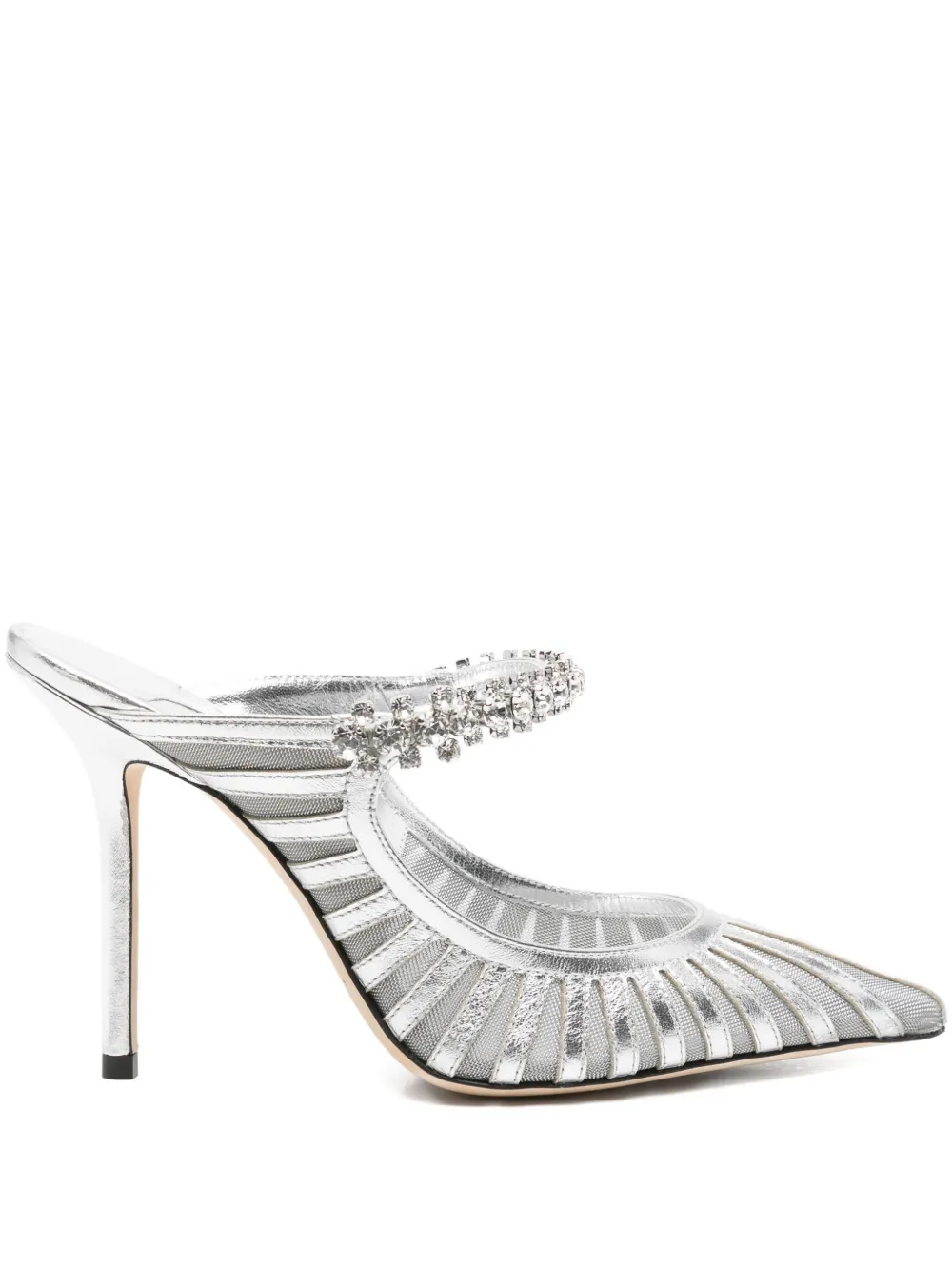Jimmy Choo 100mm Bing crystal-embellished mules Silver