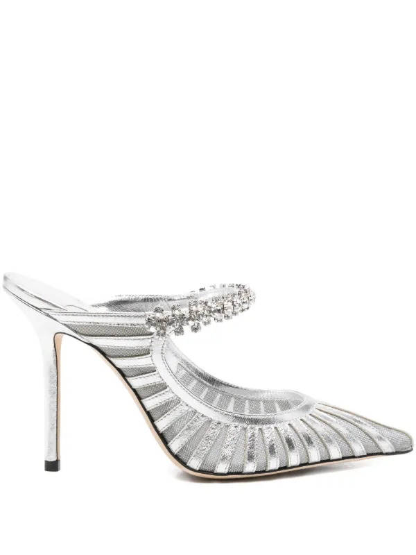 Jimmy Choo 100mm Bing crystal-embellished Mules Silver