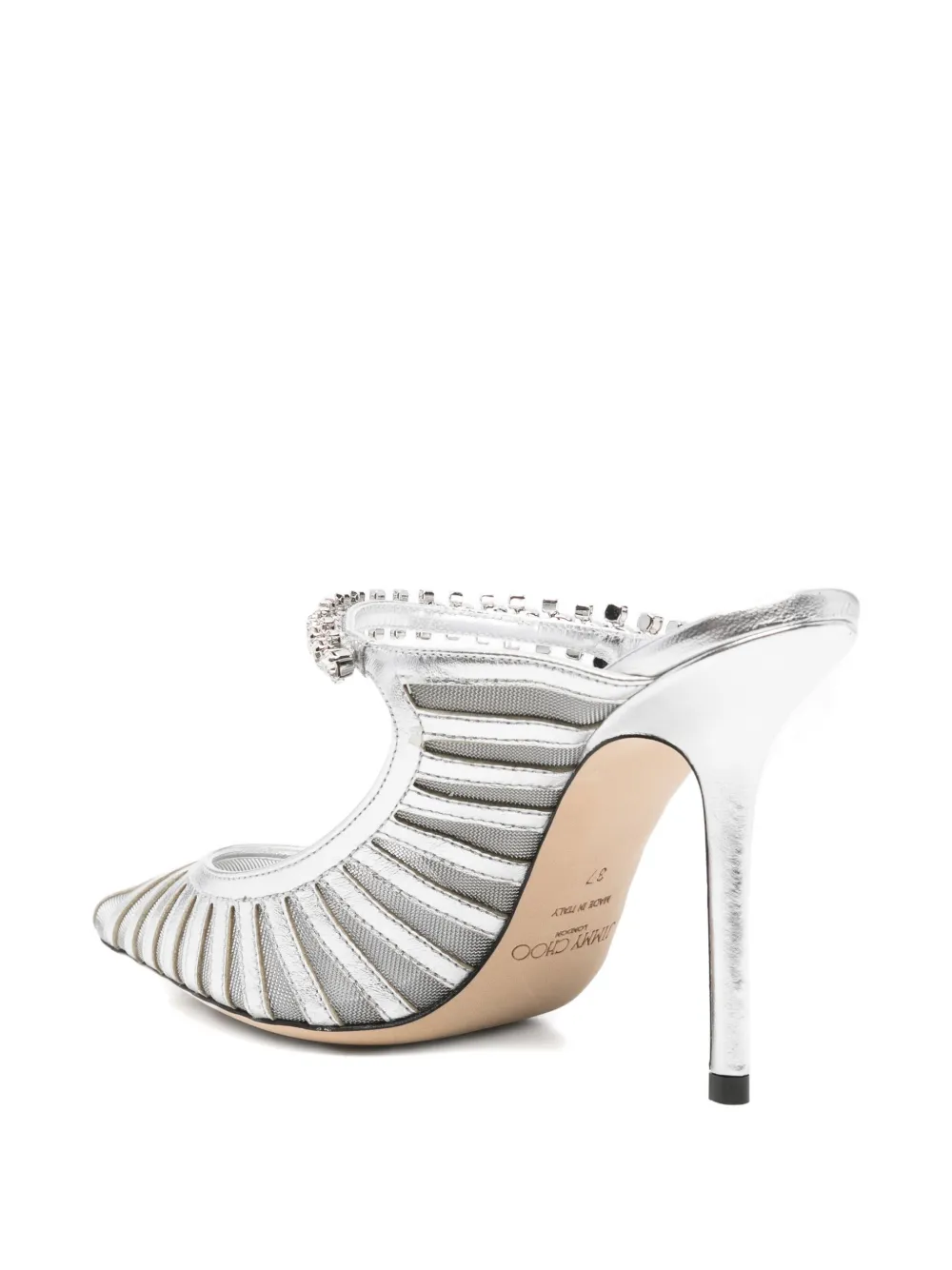 Jimmy Choo 100mm Bing Crystal-embellished Mules In Metallic