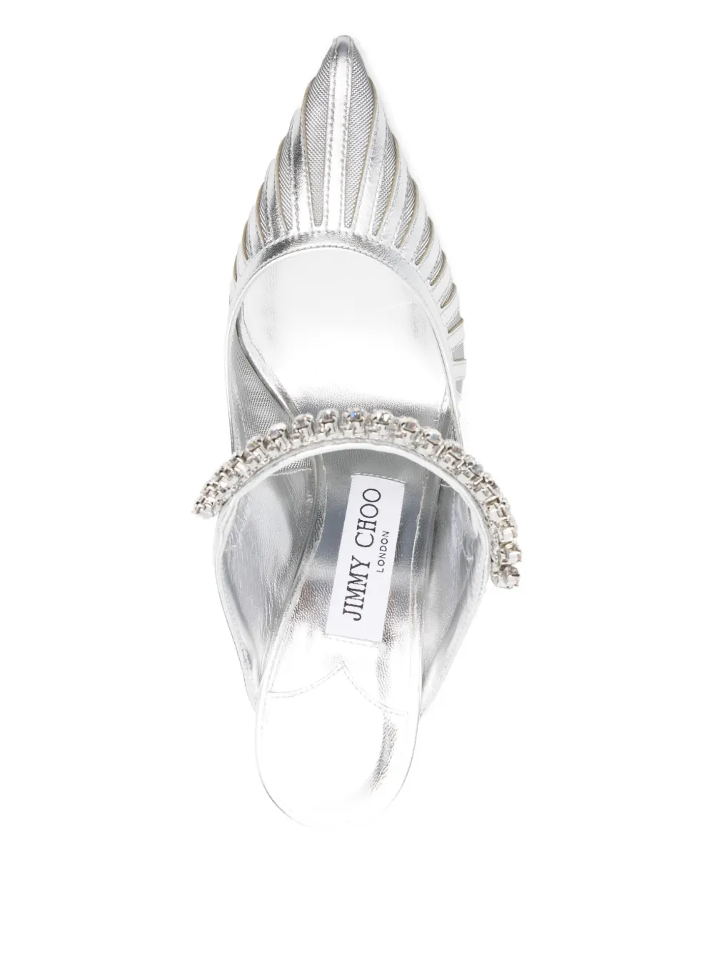 Jimmy Choo 100mm Bing Crystal-embellished Mules In Metallic