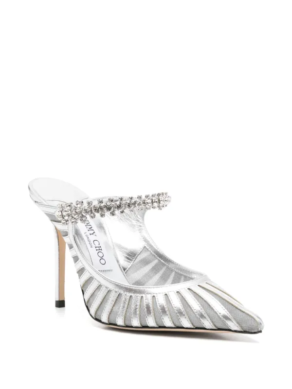 Jimmy Choo 100mm Bing crystal-embellished Mules | Silver | FARFETCH ZA