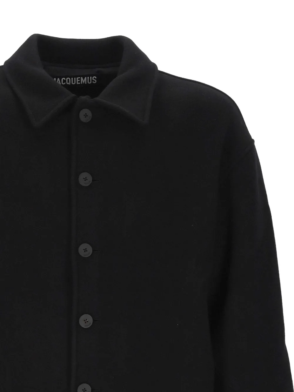 Jacquemus Wool Long-sleeved Casual Jacket In Black