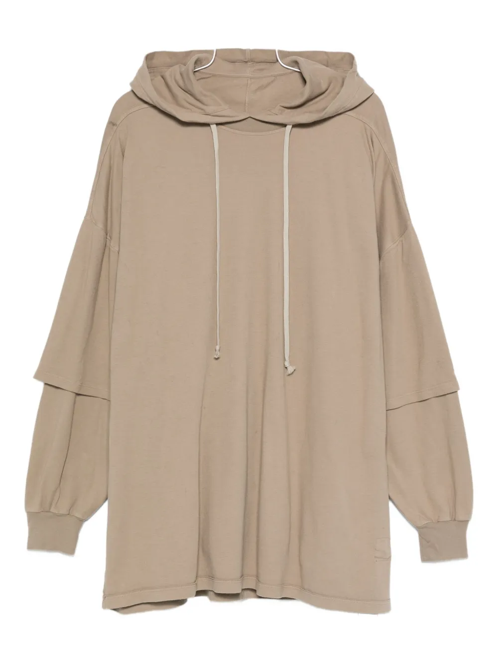 Rick Owens Drkshdw Double-layered Hooded Sweater In Neutral