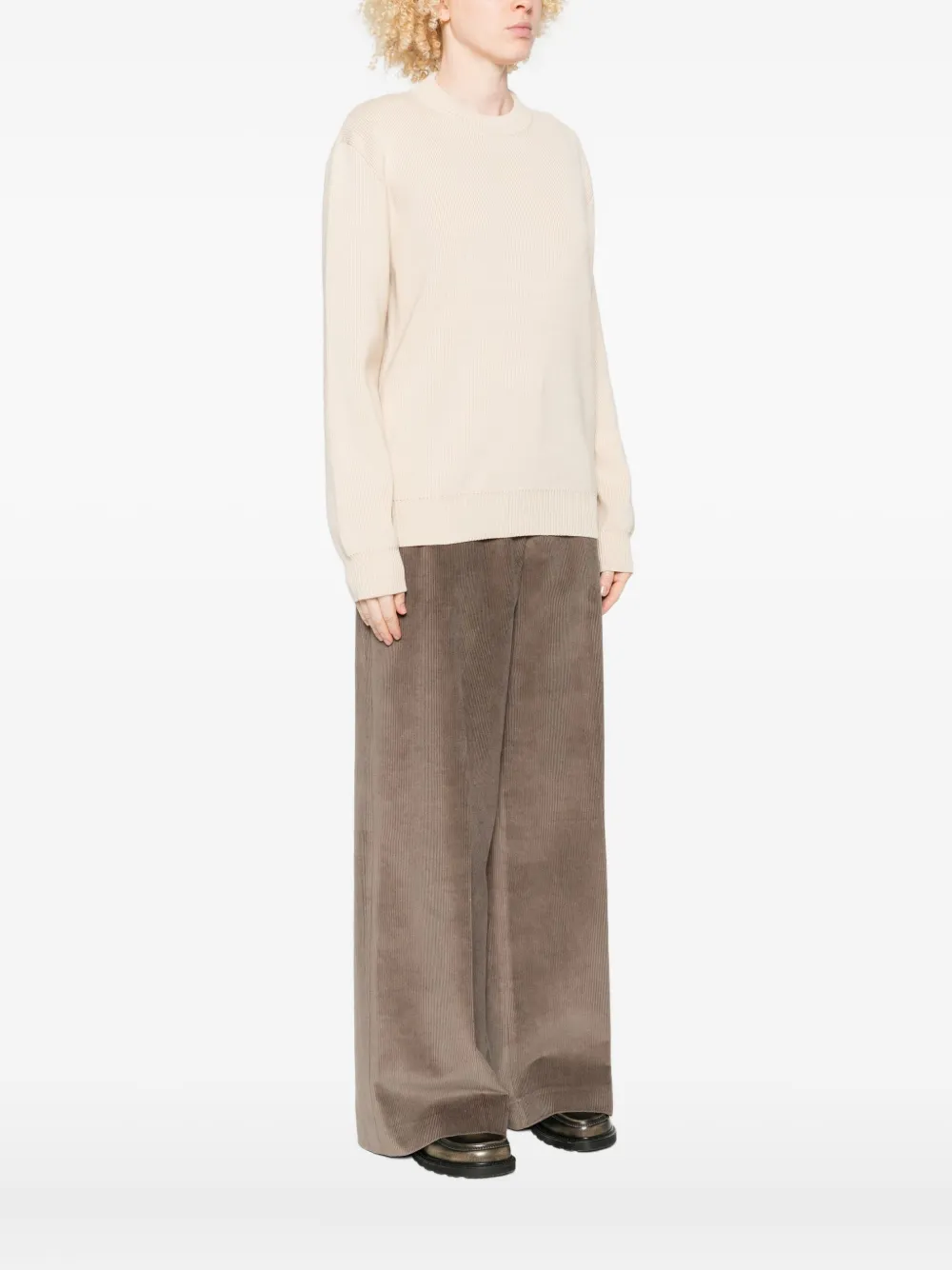 Golden Goose Ribbed Crew-neck Sweater In Neutral