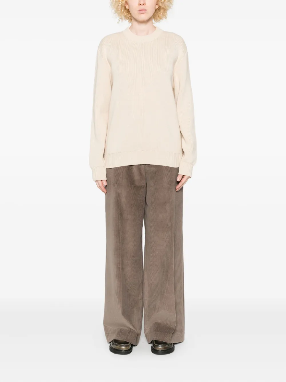 Golden Goose Ribbed Crew-neck Sweater In Neutral